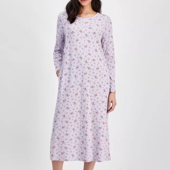 Charter Club Women's Cotton Long-Sleeve Nightgown Size XS  5776 - Picture 1 of 2
